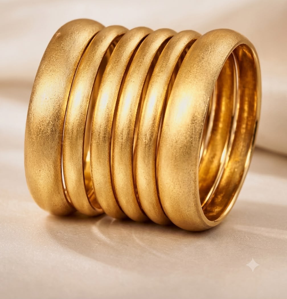 6 pcs matte finish traditional kara bangles for women