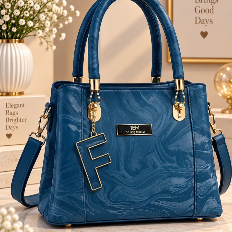 Chic marbled satchel bag for work and shopping