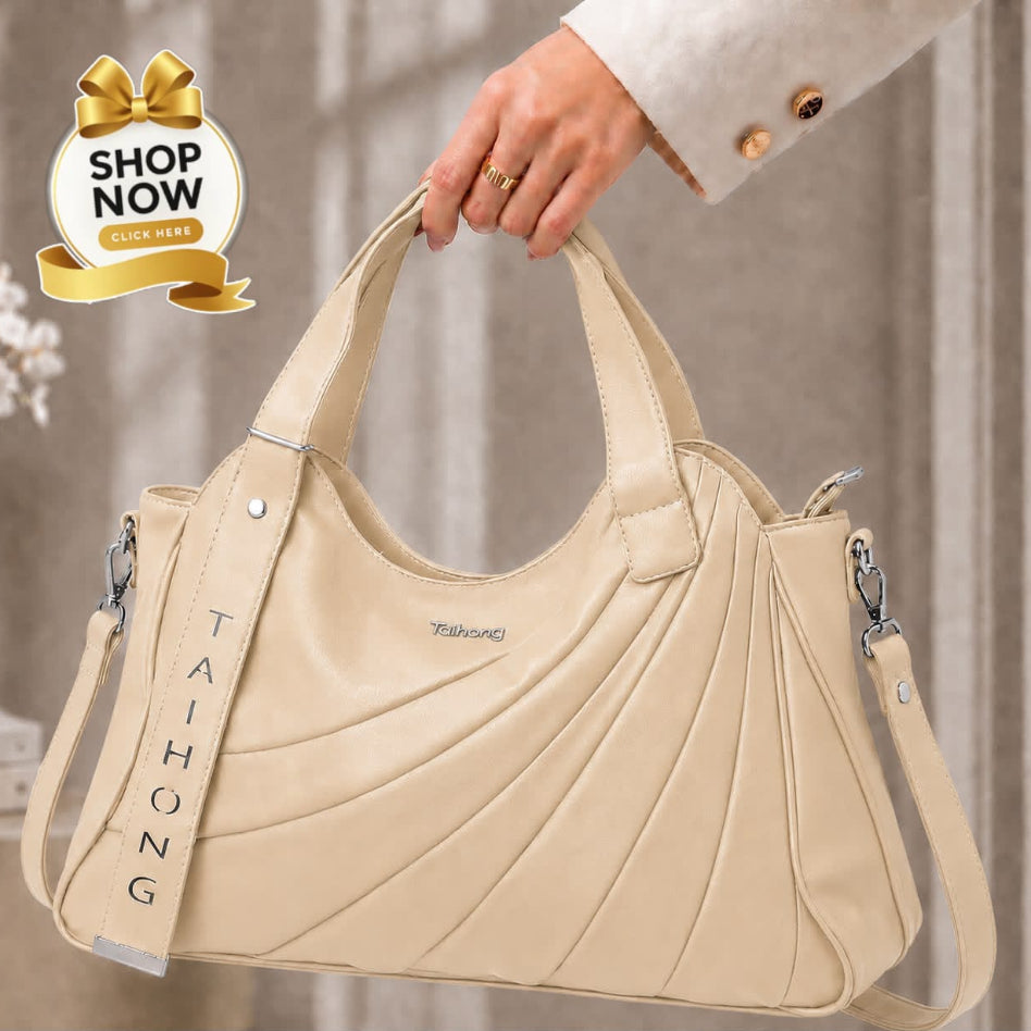 Chic pleated handbag for work shopping and casual outings