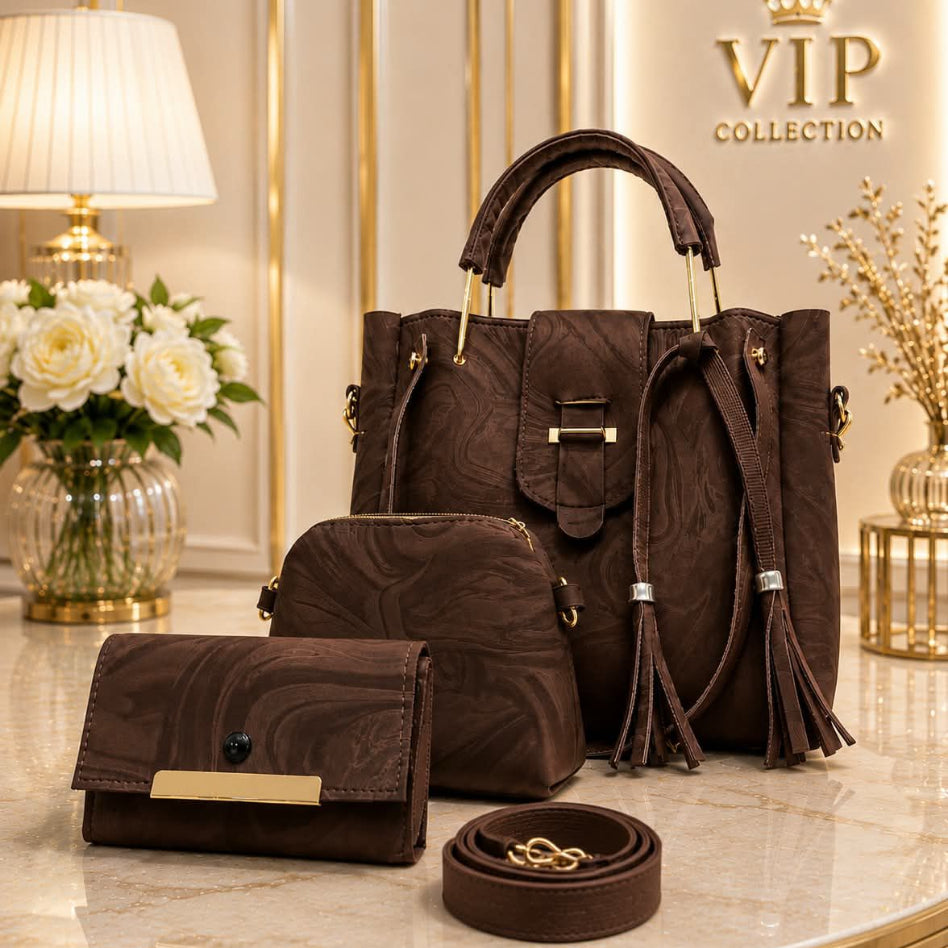 Coordinated 3-piece women's handbag set with elegant design