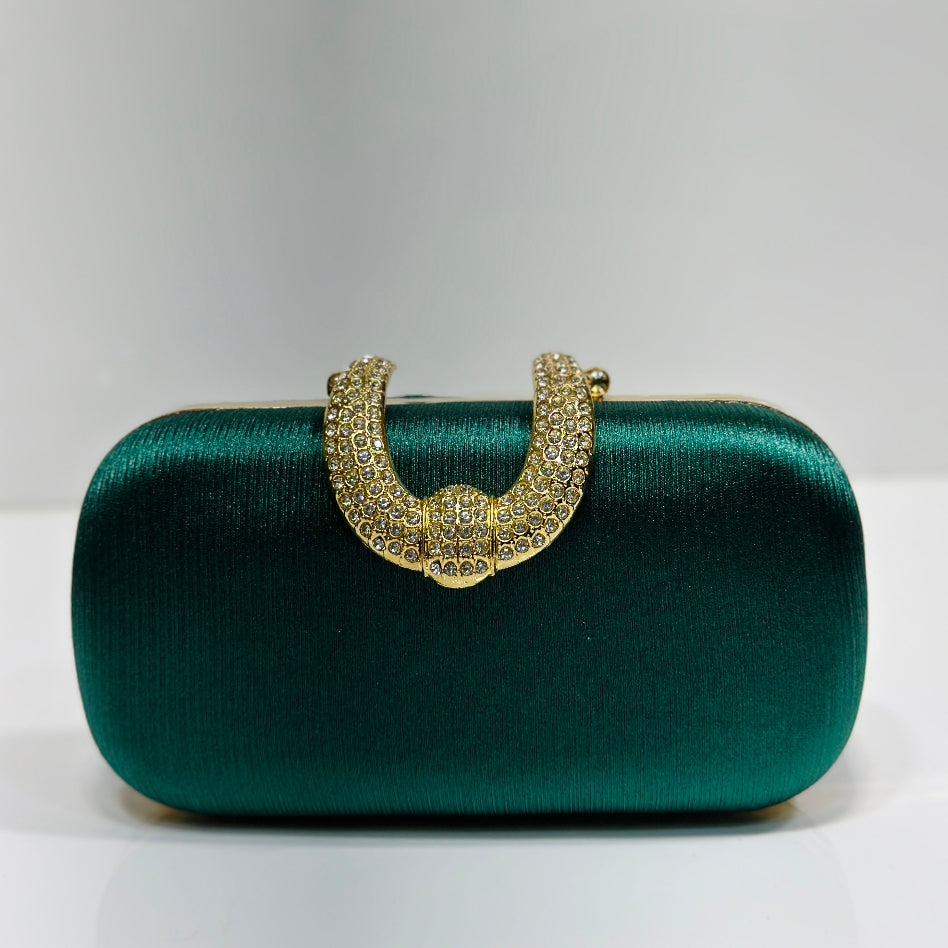 Crystal embellished textured clutch bag for bridal and party wear