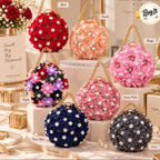 Eight round floral embellishment handbags