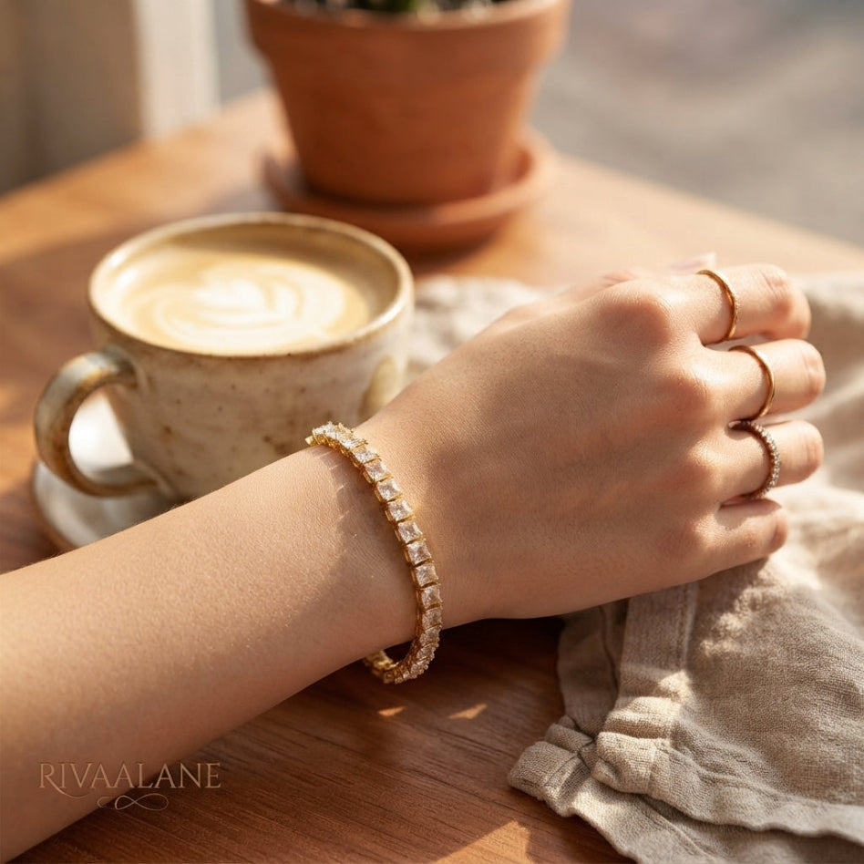 Elegant crystal tennis bracelet gift idea for women