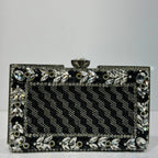 Elegant floral crystal formal evening clutch purse for women