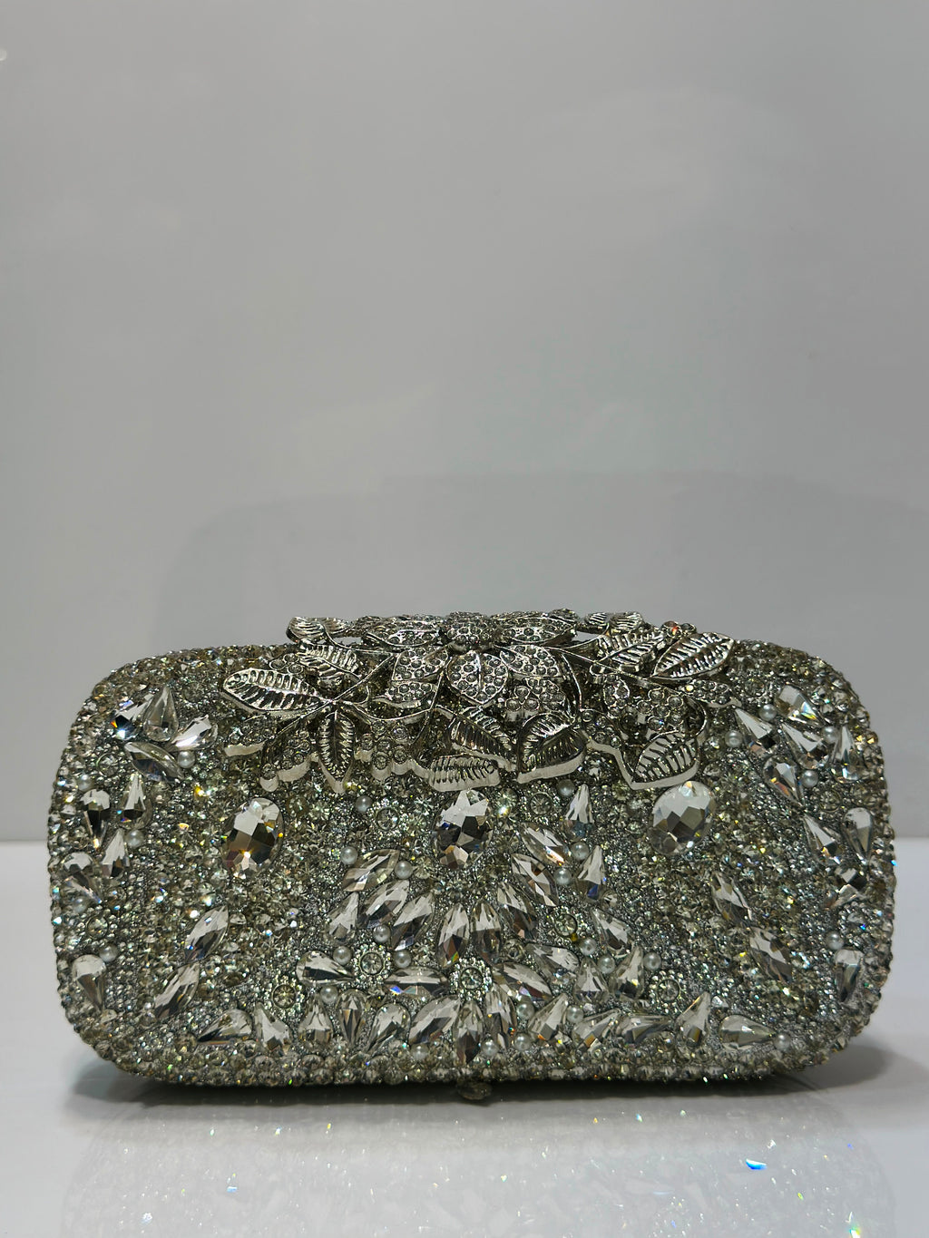 Elegant metallic leaf evening clutch for weddings
