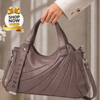Elegant pleated soft leather tote and crossbody bag for women