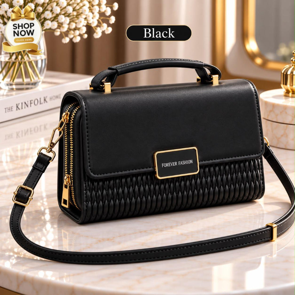 Elegant quilted handbag with top handle