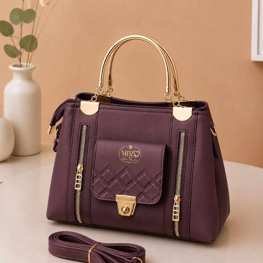 Elegant quilted top handle satchel bag for women