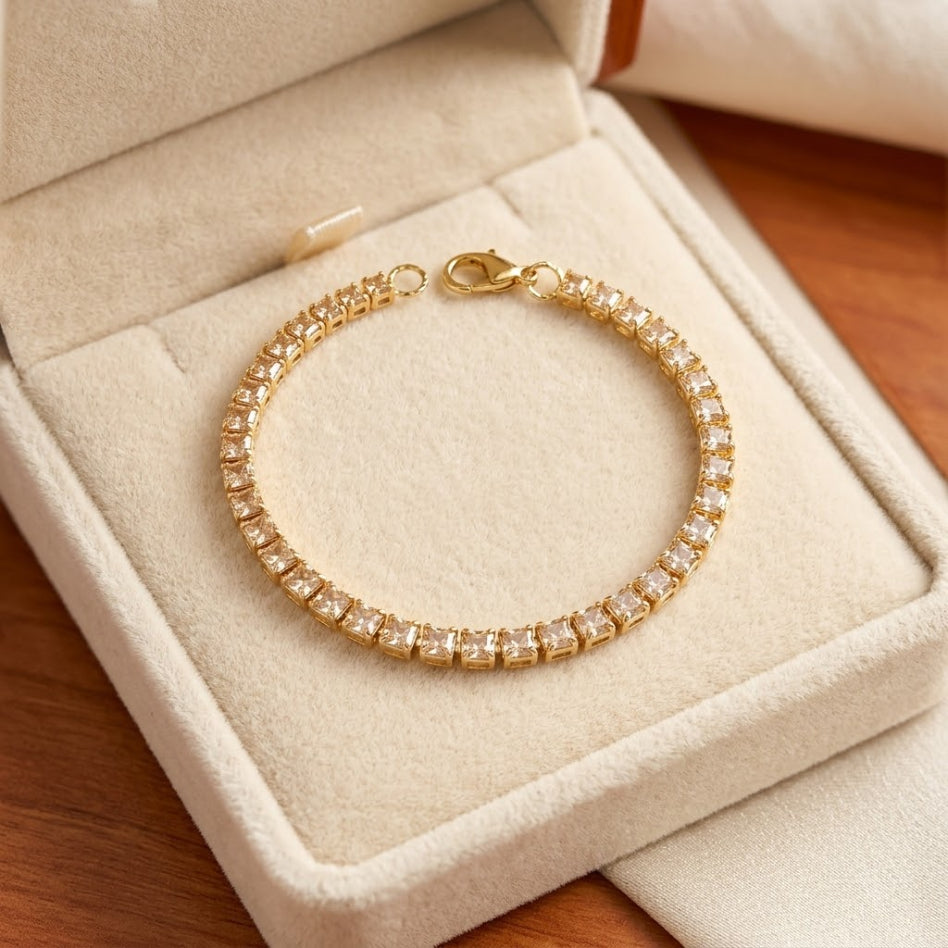 Elegant sparkling crystal tennis bracelet for women by Rivaalane