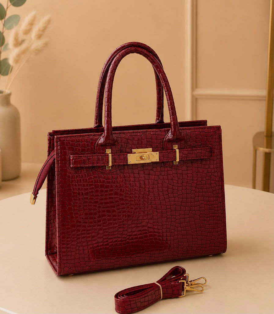 Exquisite embossed croco top-handle handbag for women