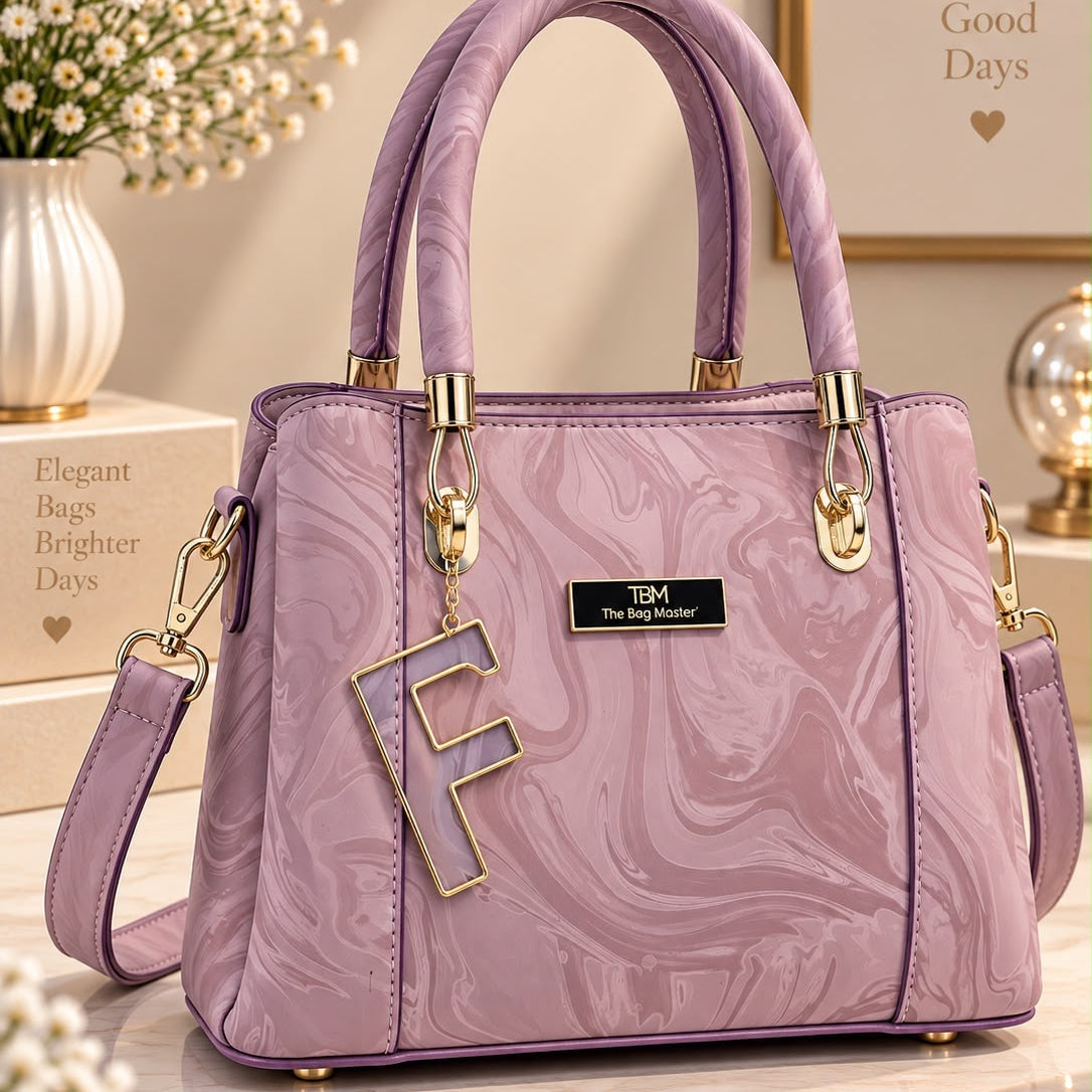 Fashionable satchel bag with gold-tone hardware