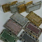 Floral crystal bordered hard case clutch bag for women