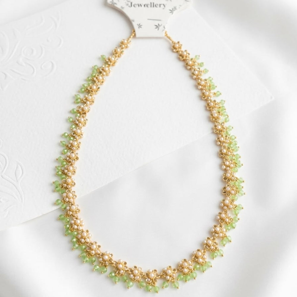 Floral pearl neck chain for bridal and party wear
