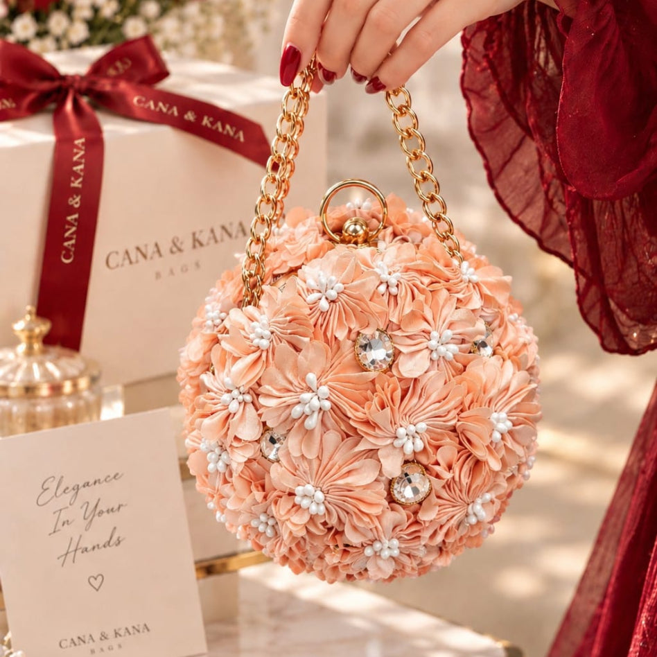 Floral round potli bag for weddings and parties