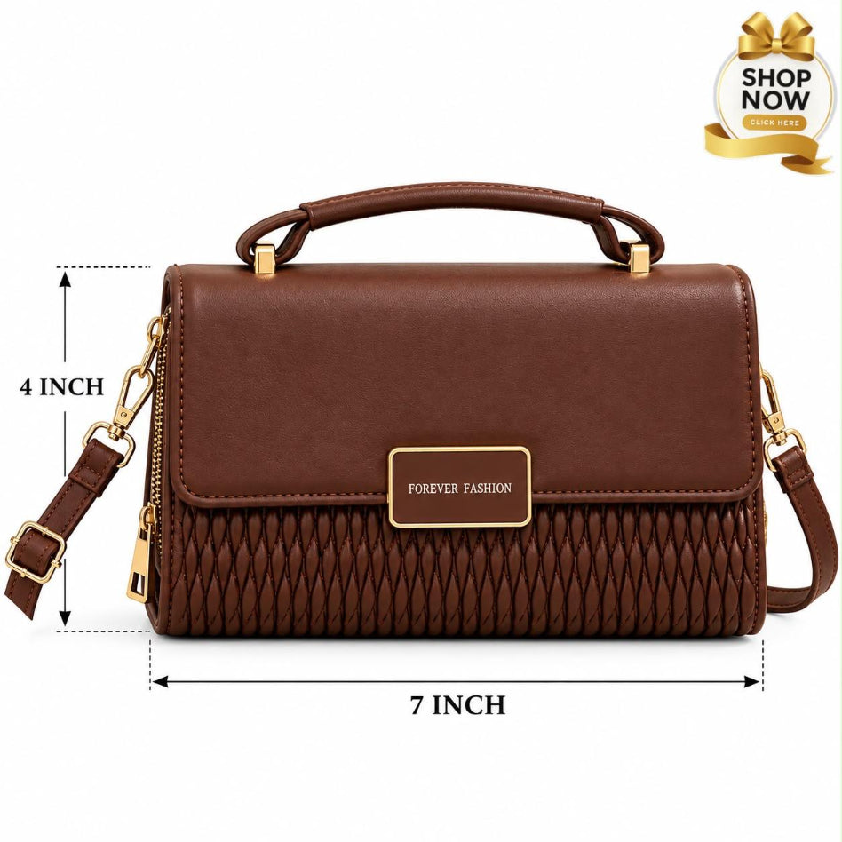 Gold hardware quilted crossbody handbag for women