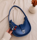 Half moon shoulder bag for women with textured finish