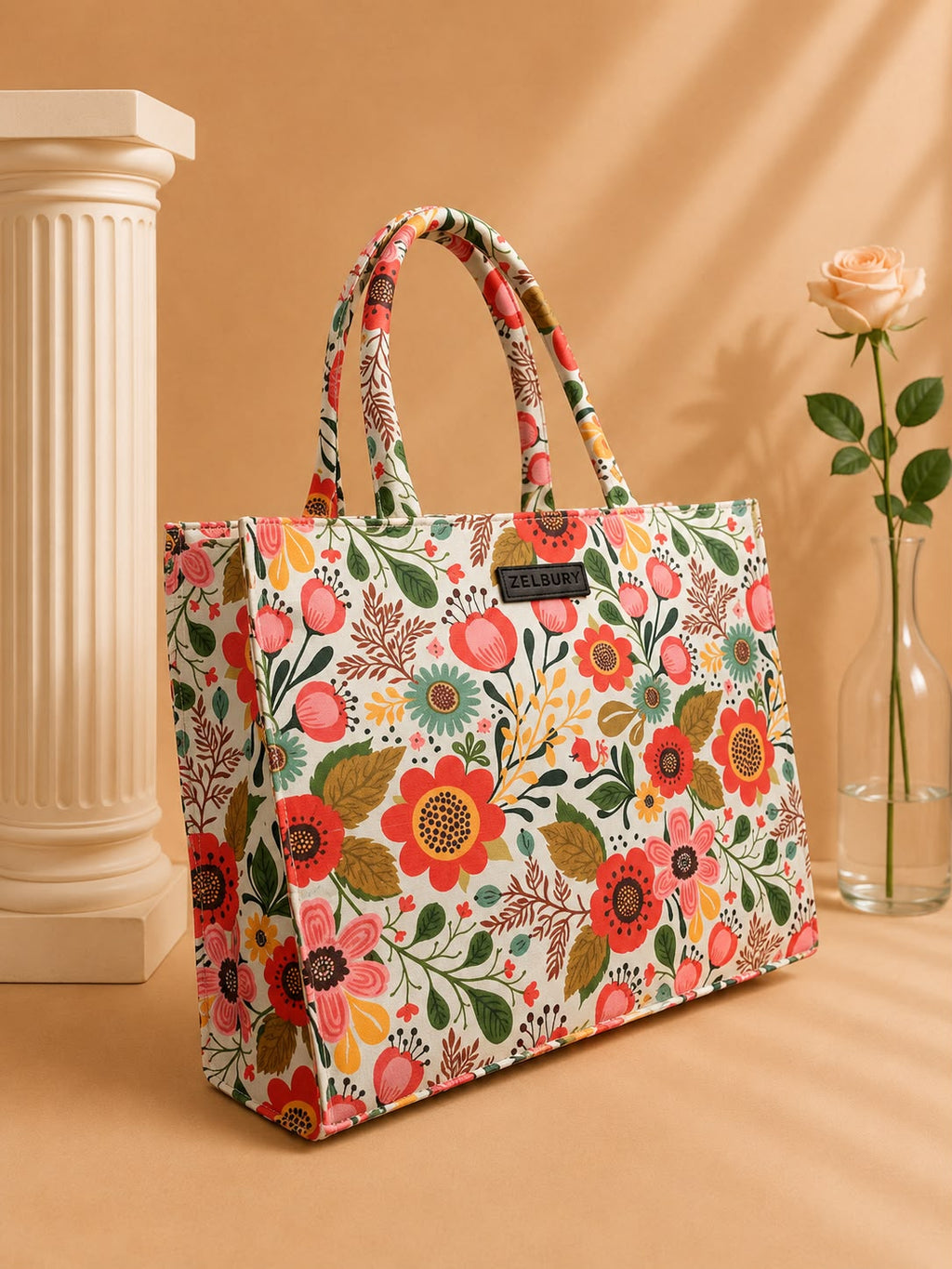 Large Everyday Tote Bag with Ethnic Design