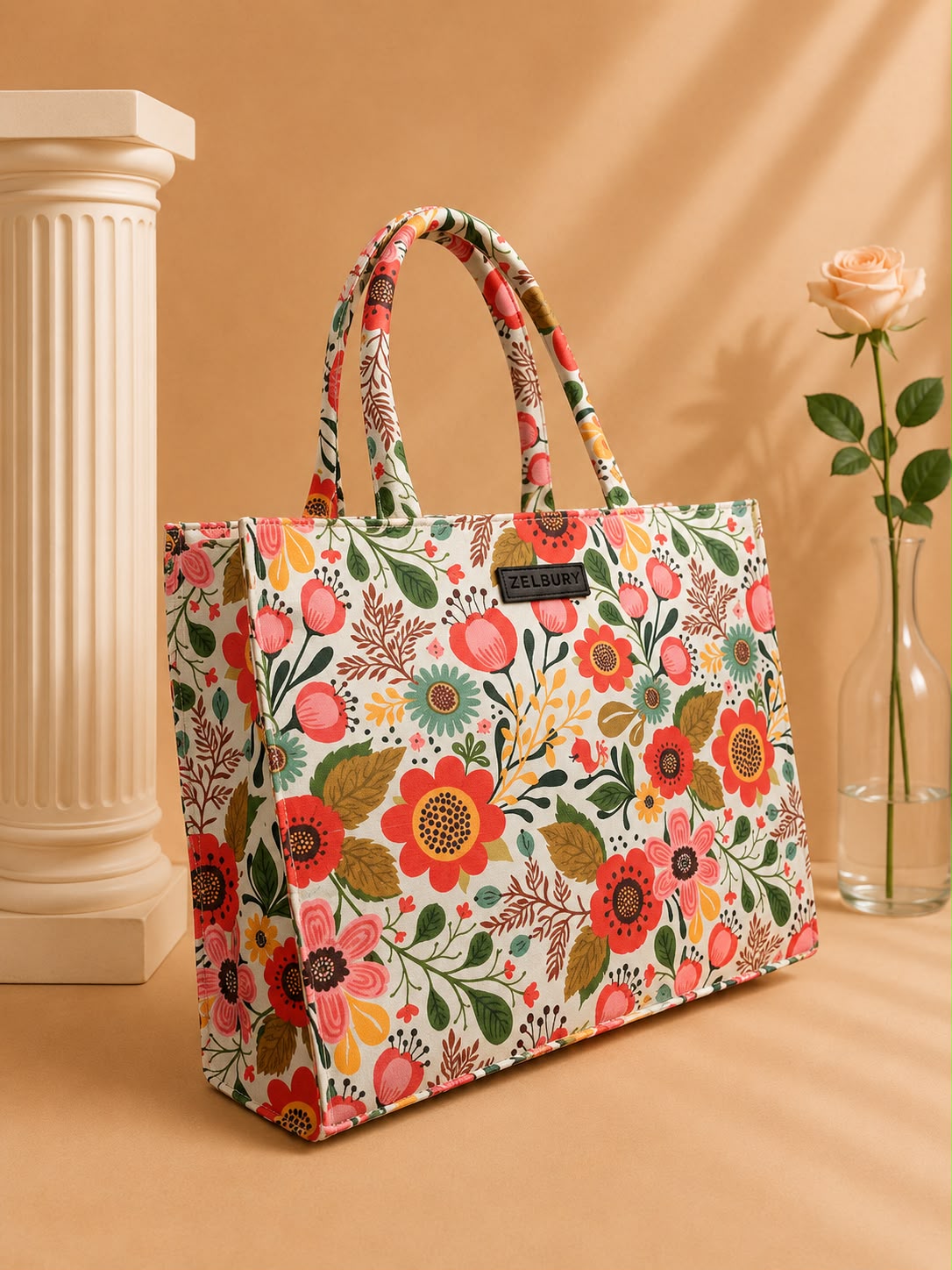 Large Everyday Tote Bag with Ethnic Design