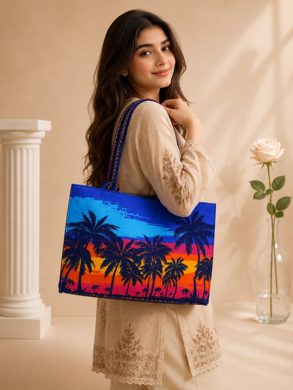 Luxury Ethnic Block Print Tote Bag for Women by Rivaalane