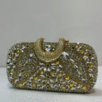 Luxury Women's Evening Party Clutch Bag with Crystal and Rhinestone Embellishments