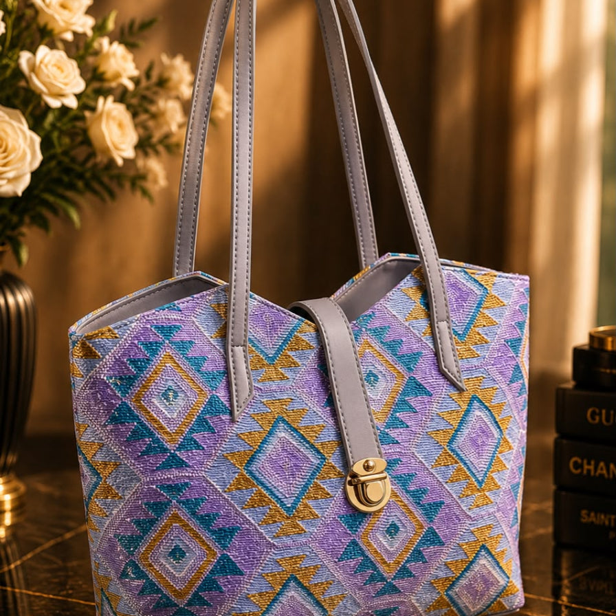 Luxury Woven Handbag for Shopping and Travel