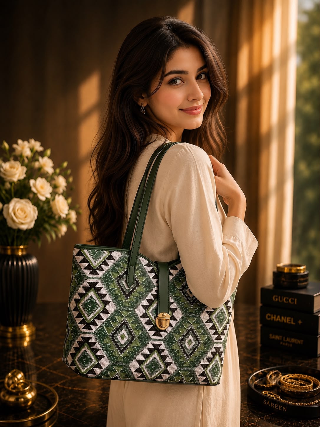 Luxury Woven Pattern Tote Bag for Women by Rivaalane