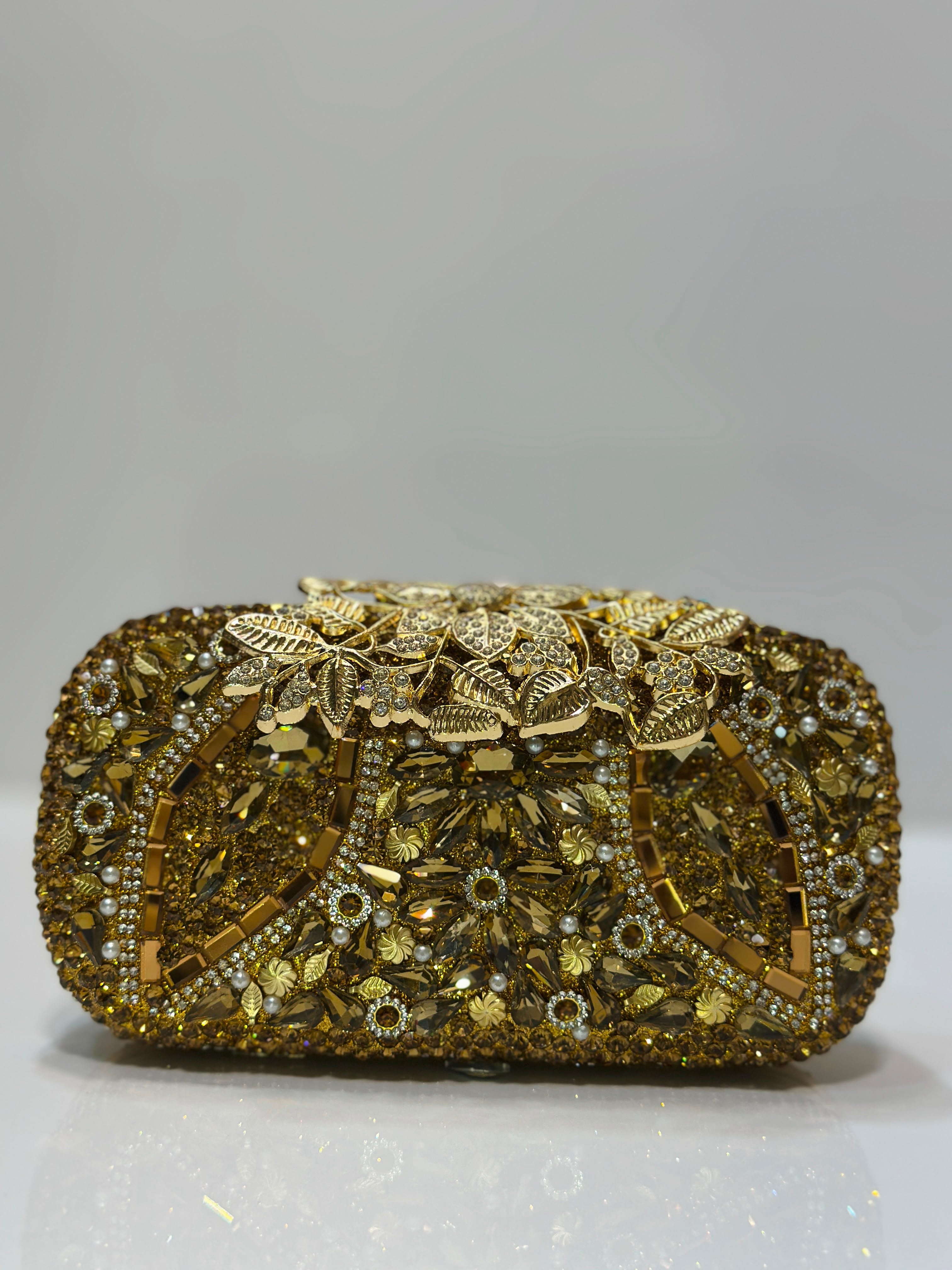 Luxury crystal embellished hardcase clutch bag