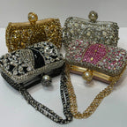 Luxury crystal rhinestone bridal box clutch bag for women