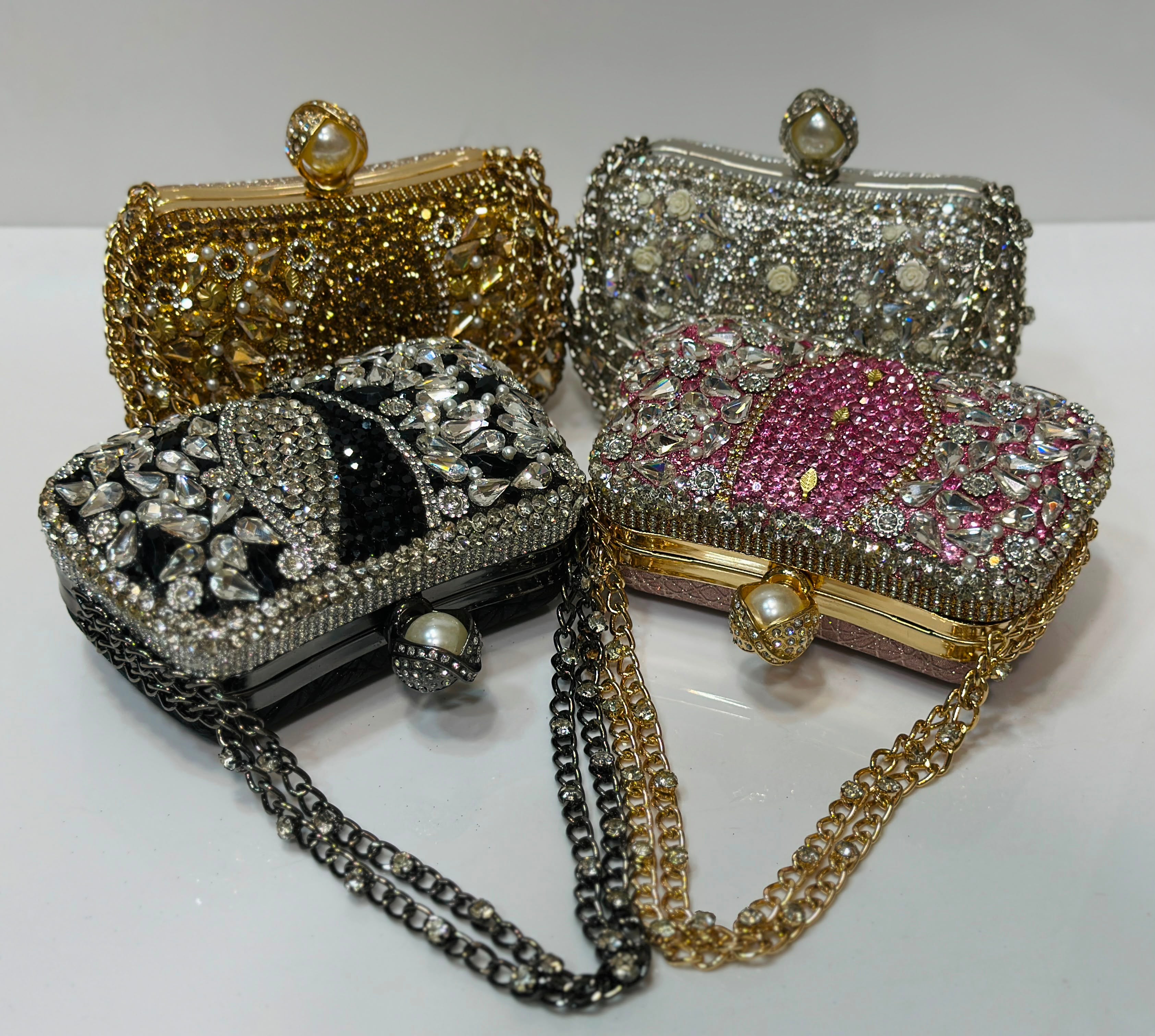 Luxury crystal rhinestone bridal box clutch bag for women