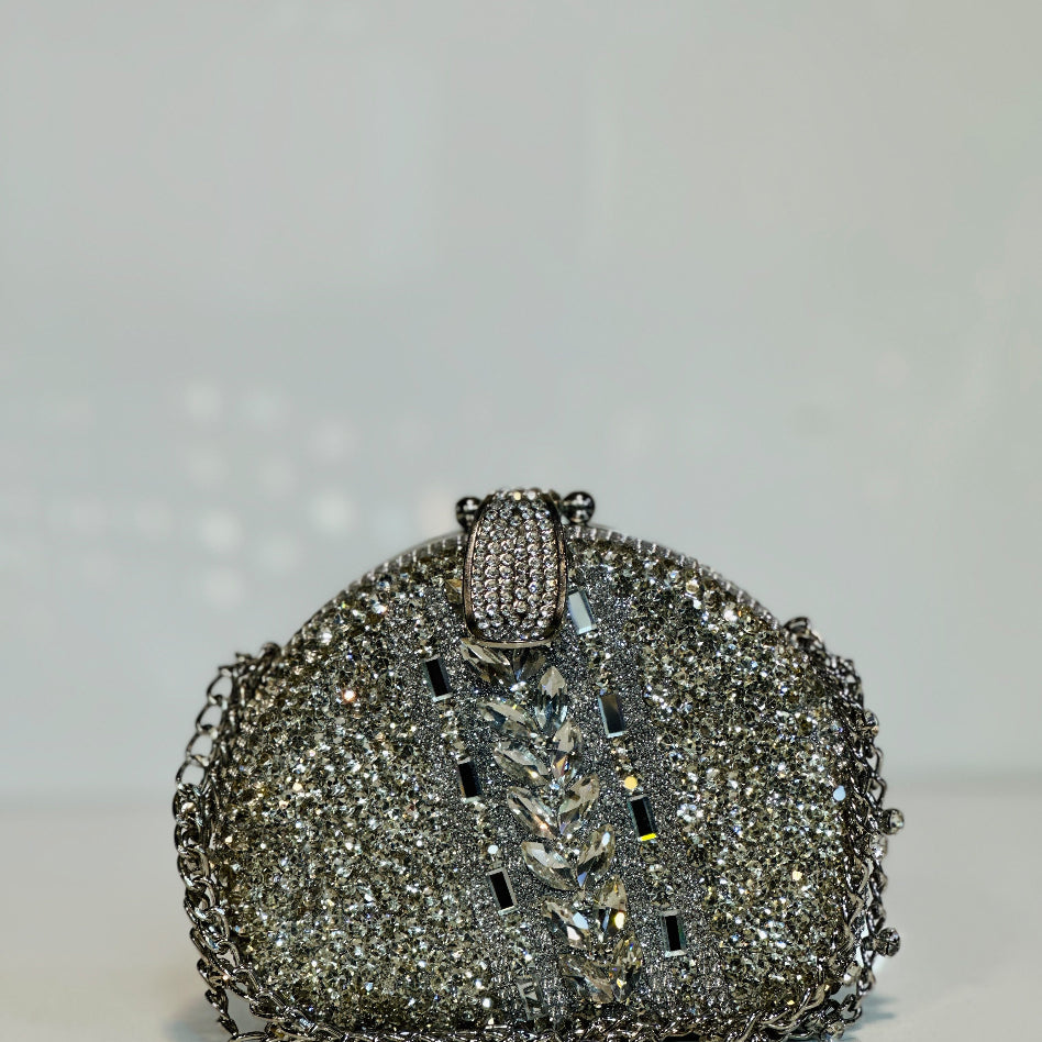 Luxury double-sided crystal and rhinestone evening clutch bag for women