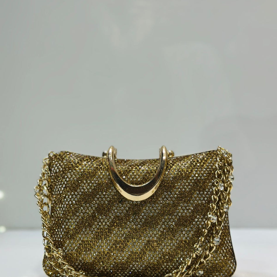 Luxury evening purse with crystal embellishment and chain strap