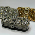 Luxury geometric crystal bridal box clutch for women