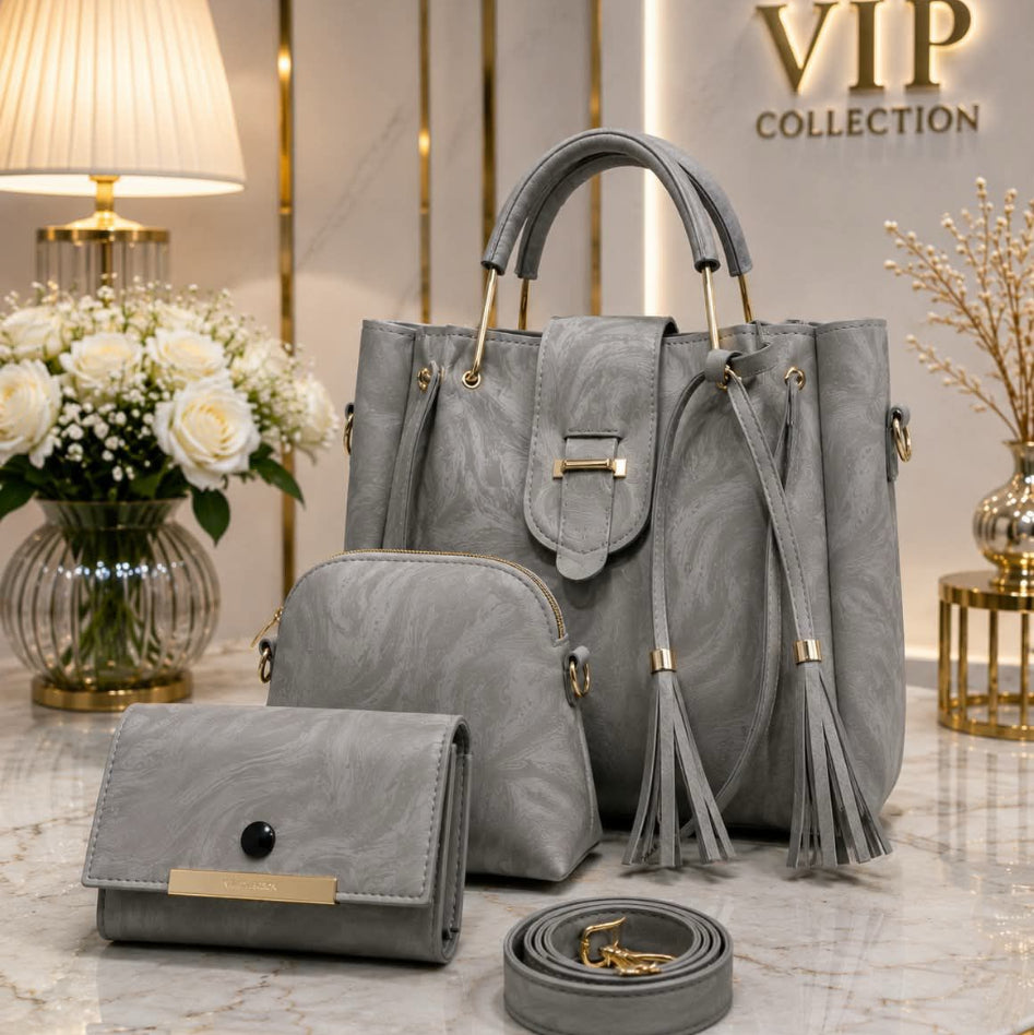 Luxury marbled women's bag set from Rivaalane