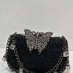 Luxury shimmer clutch with gold chain strap