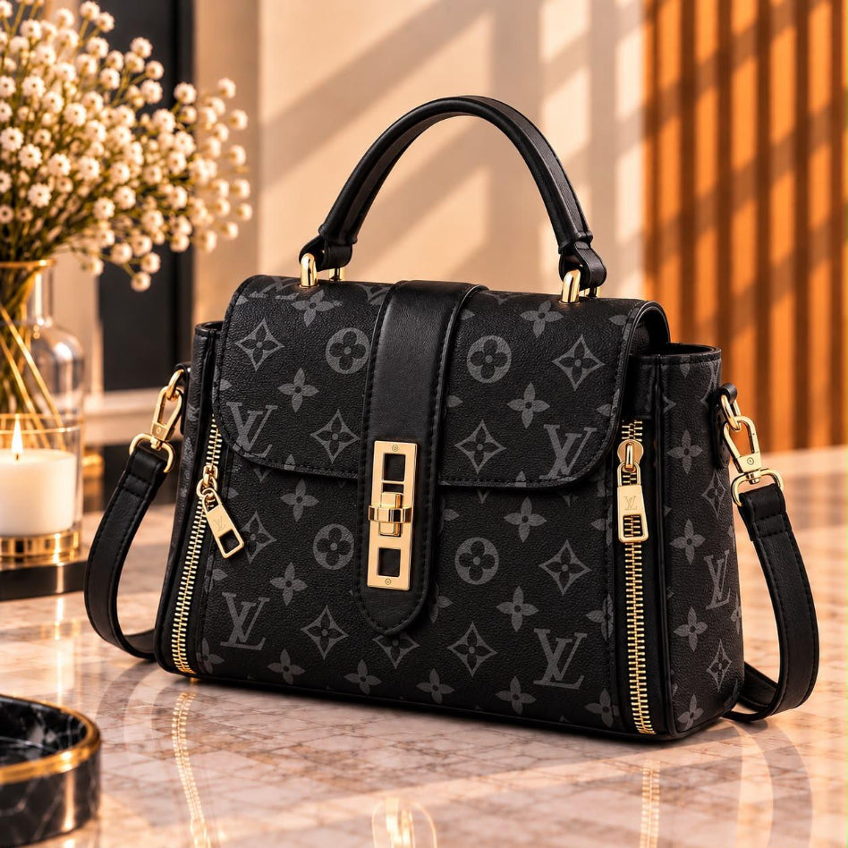 Luxury top handle checkerboard handbag for women