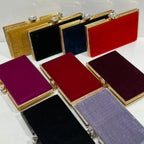 Luxury women's formal velvet purse with rhinestone trim detailing