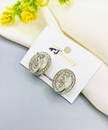 Oval crystal statement stud earrings for women