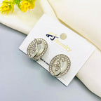 Oval crystal statement stud earrings for women