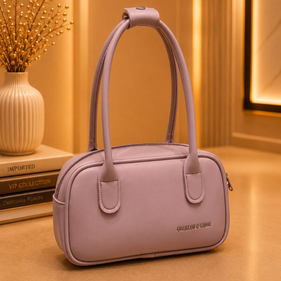 Premium Leather-Look Shoulder Bag with Top Handle