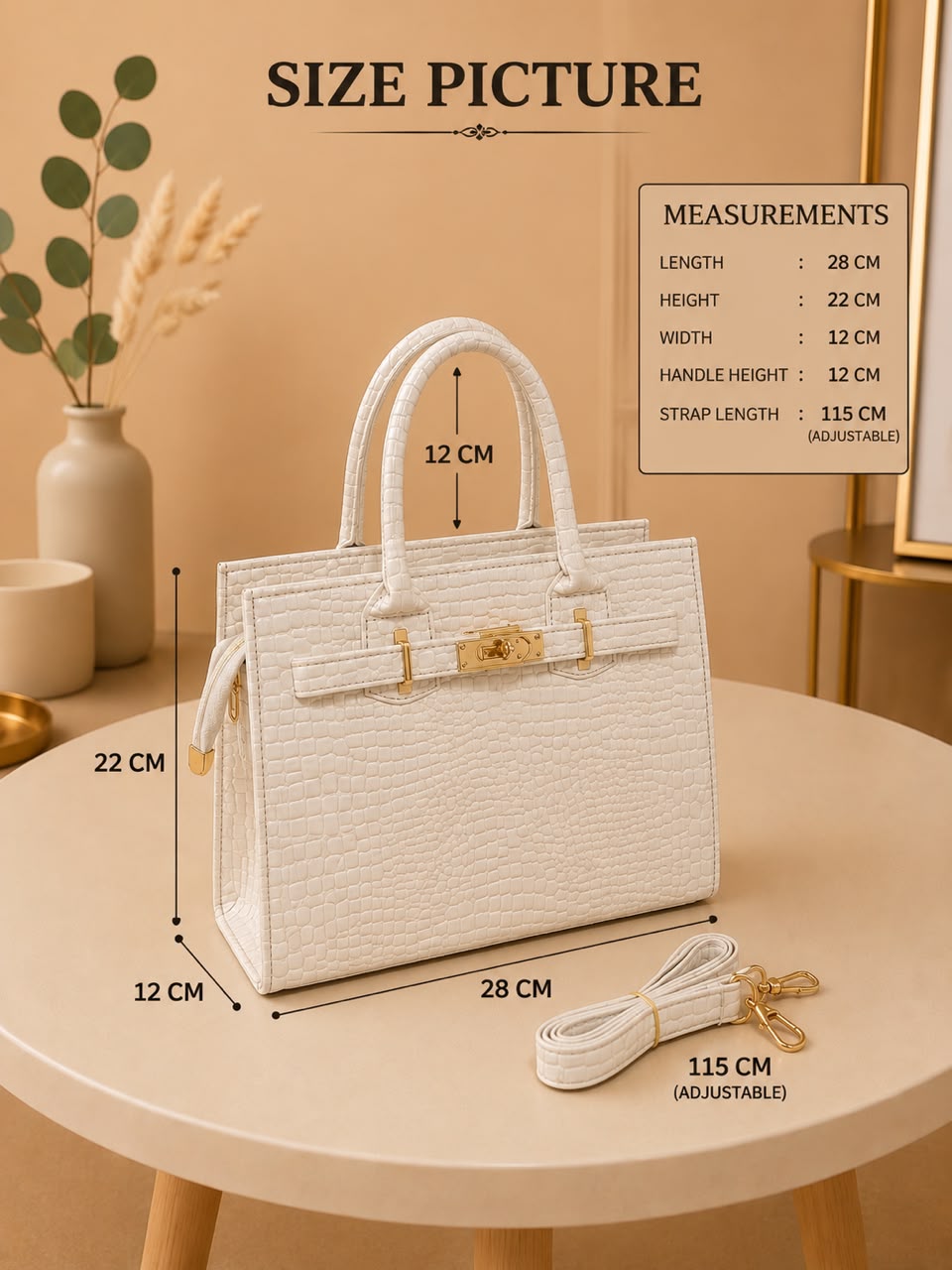 Premium structured croco handbag for office and casual wear