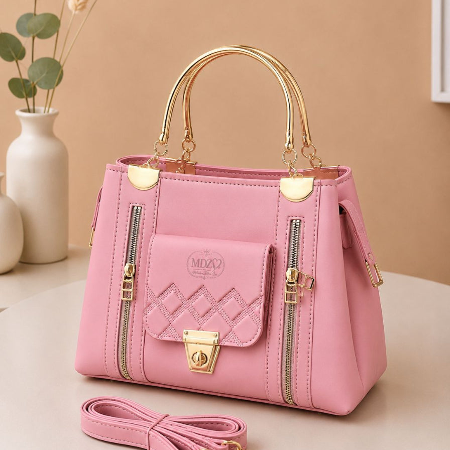 Quilted top handle handbag suitable for women