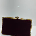 Rhinestone trimmed velvet clutch bag for women