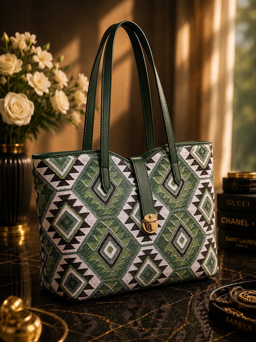 Rivaalane Elegant Woven Pattern Shoulder Handbag