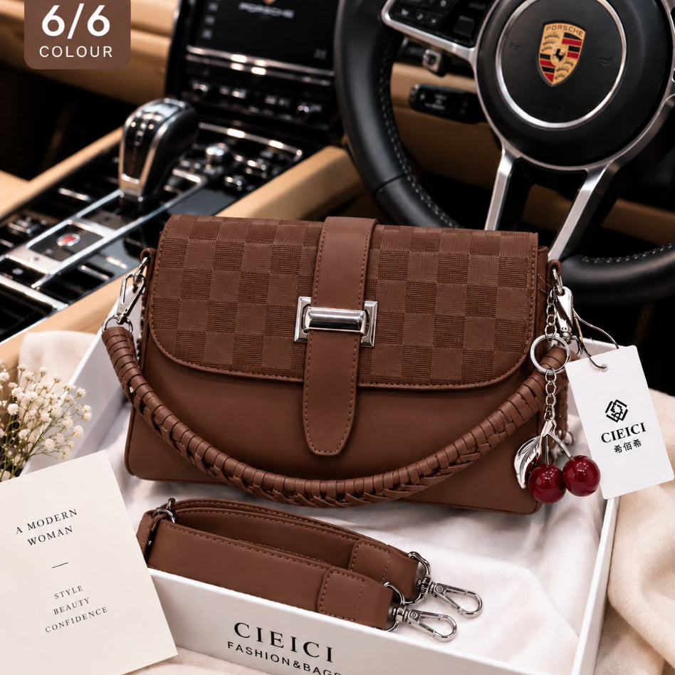 Rivaalane checkered crossbody bag front view