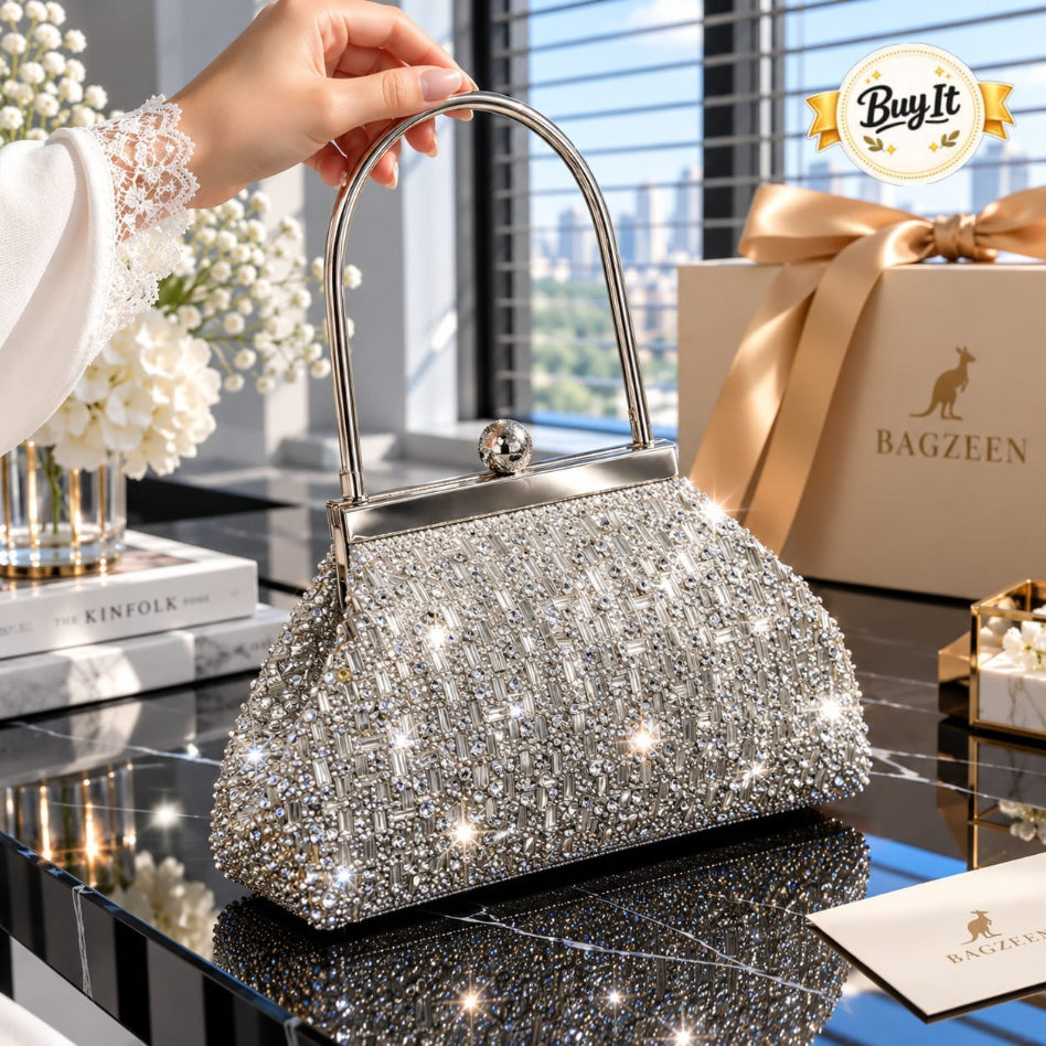 Rivaalane crystal beaded clutch for wedding guest outfits