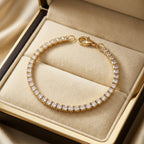 Rivaalane crystal tennis bracelet with secure clasp
