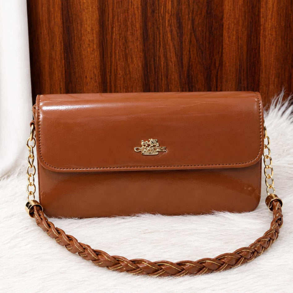 Rivaalane glossy flap handbag for women