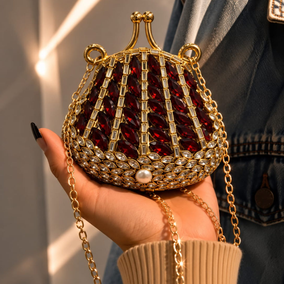 Rivaalane rhinestone bridal mini handbag front view