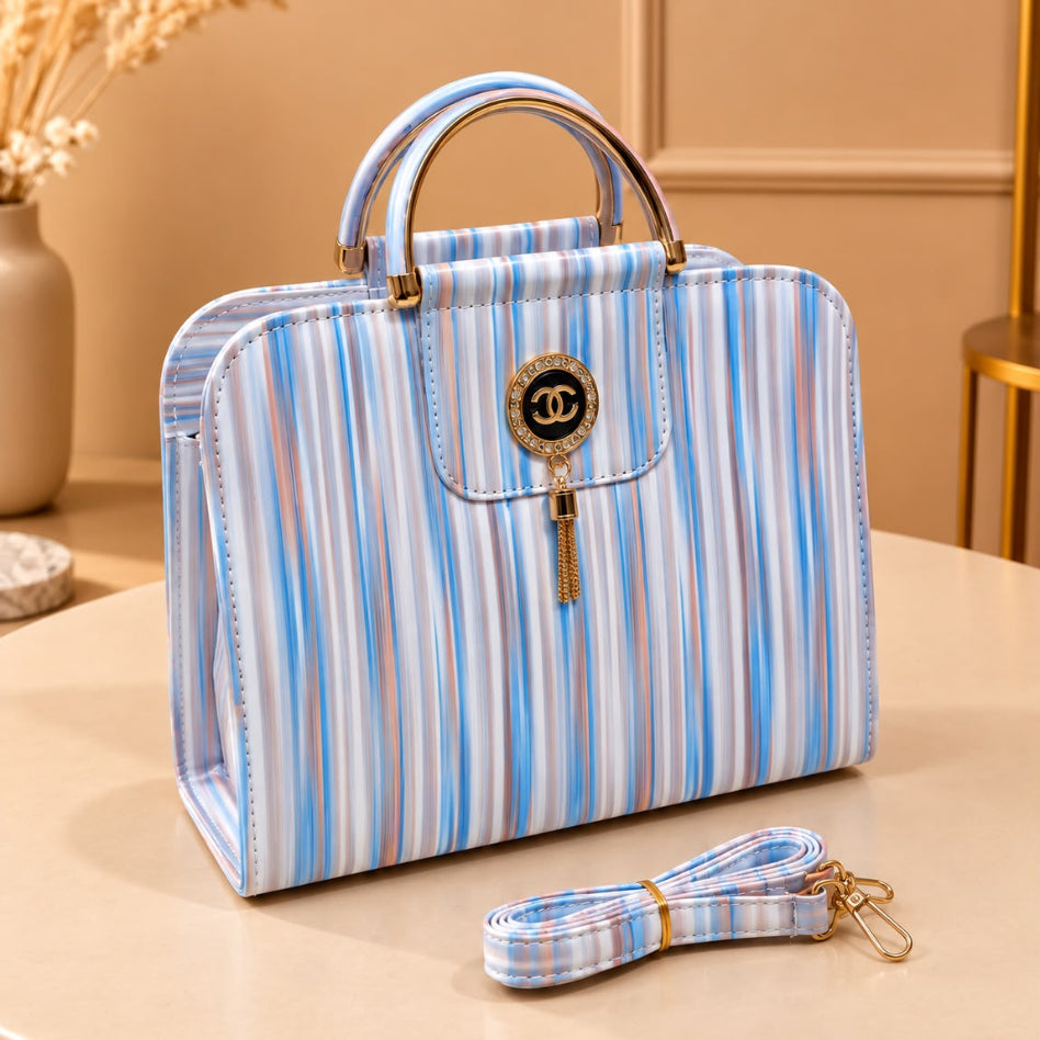 Rivaalane striped structured handbag for women