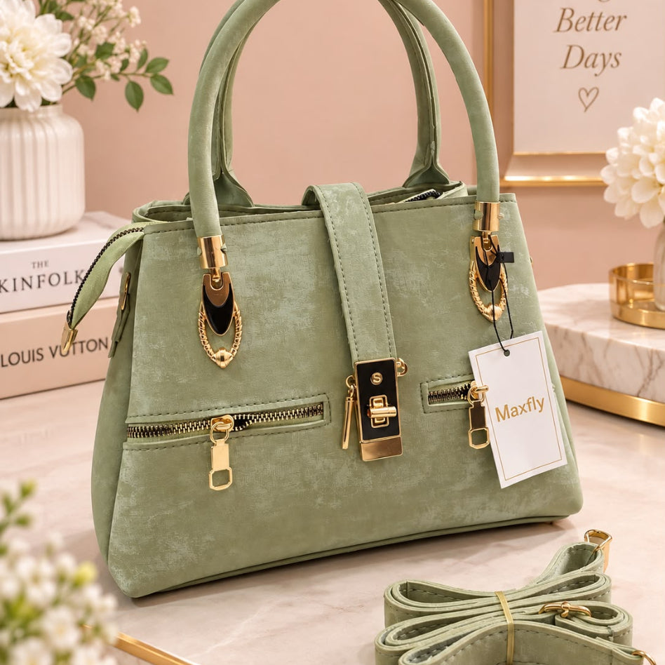Rivaalane structured handbag with front zipper compartments